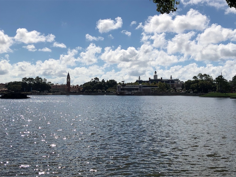 Long view over lake of Italy and USA at Epcot