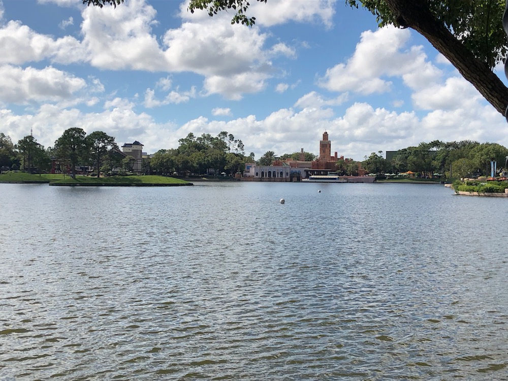 View over lake of Japan and Morocco at Epcot